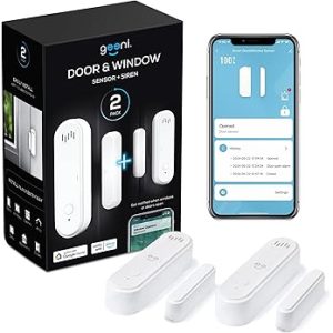 Geeni Alarma inteligente con sensor de puerta y ventana, paquete de 2